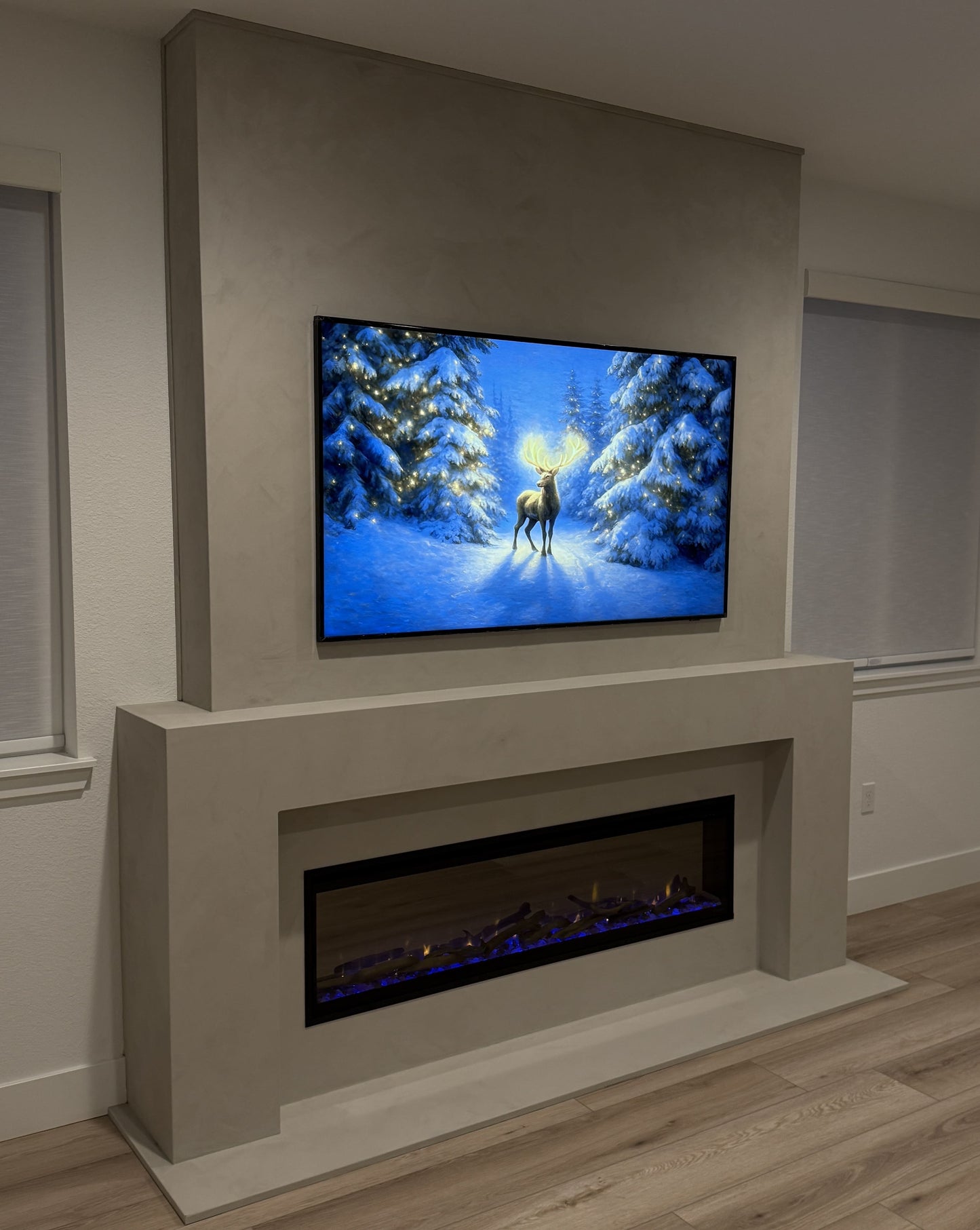 LED-lit custom TV zone for modern living room