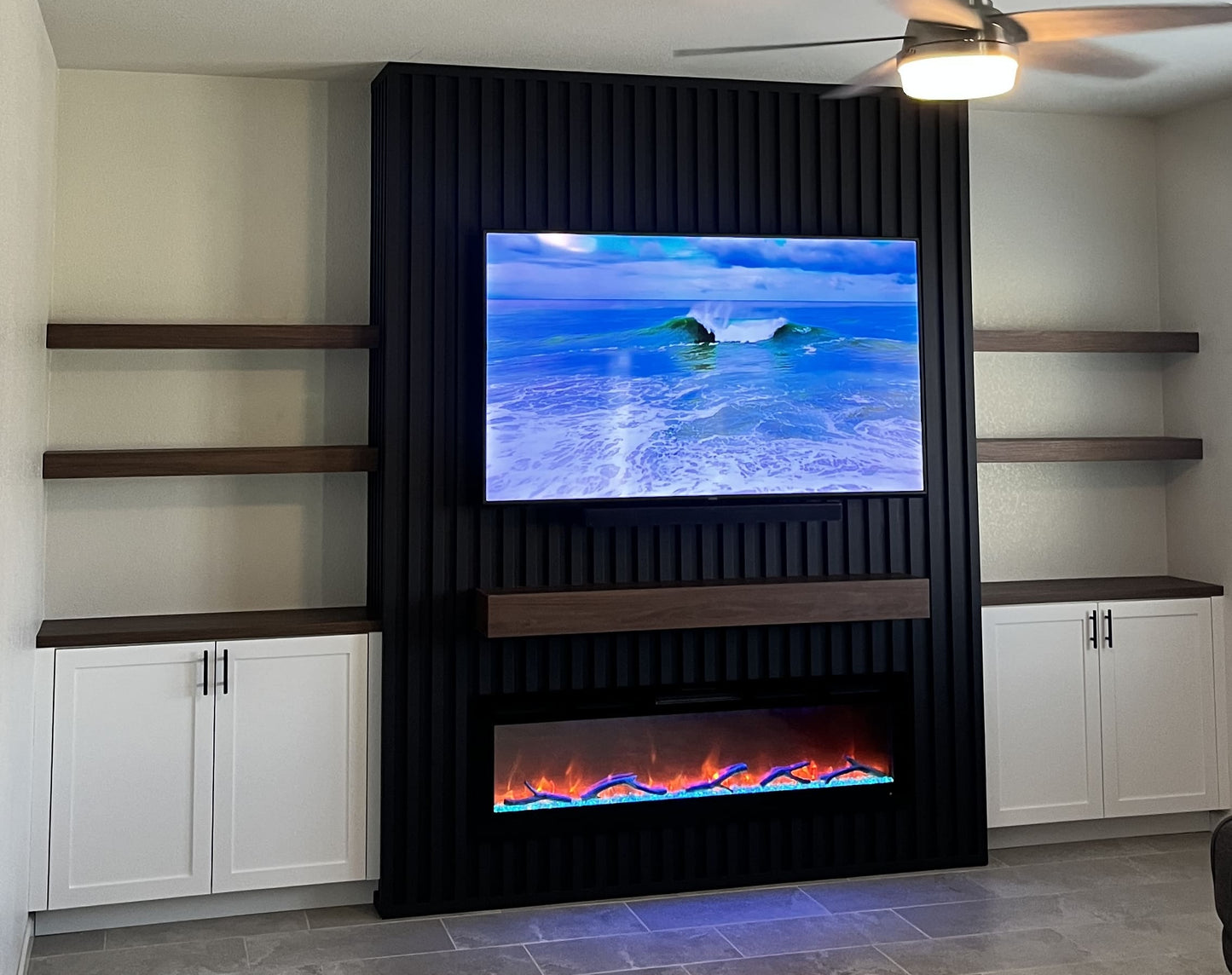 Scandinavian-style cabinetry and media wall