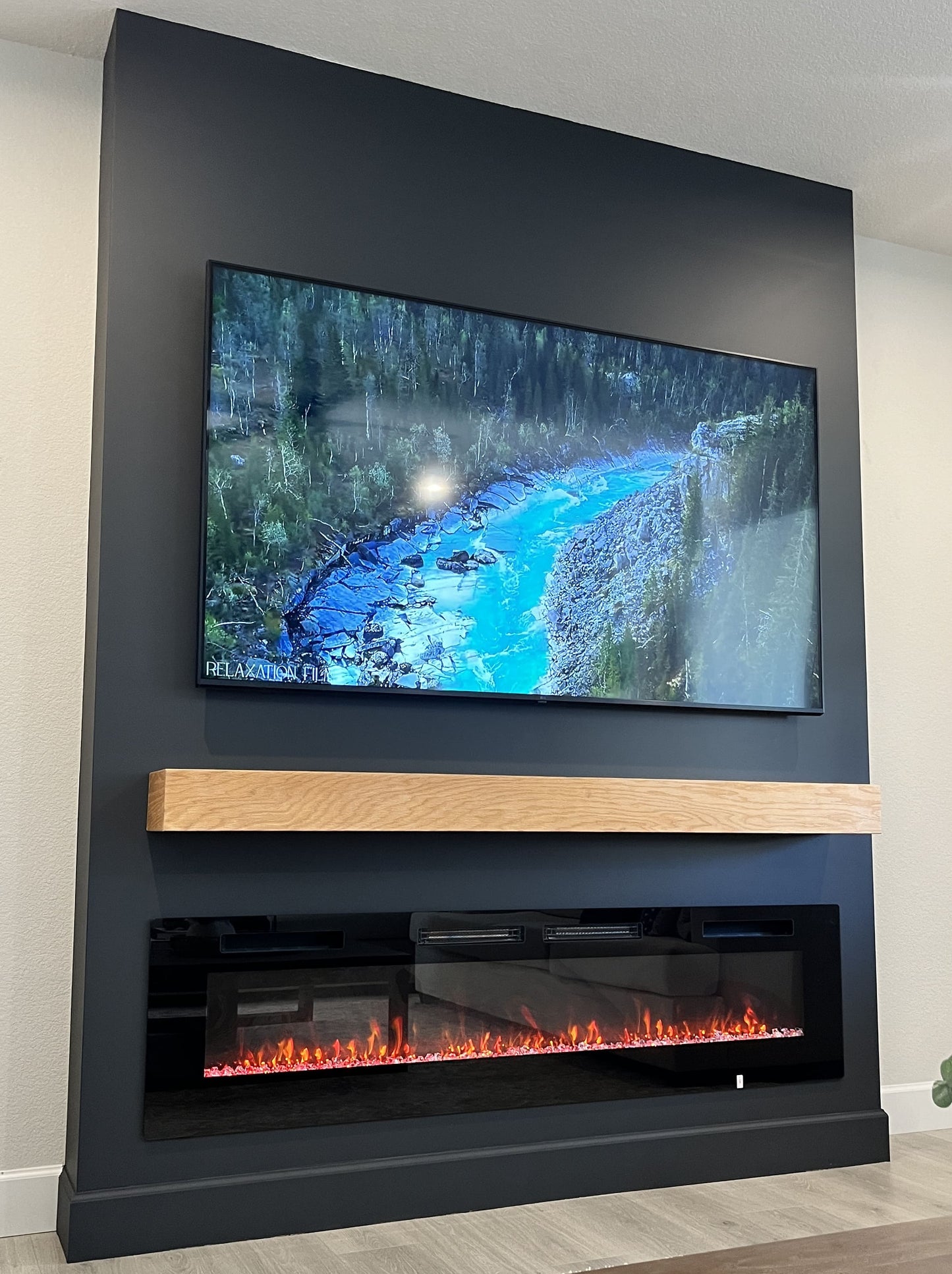 Custom media wall with fluted panel detailing