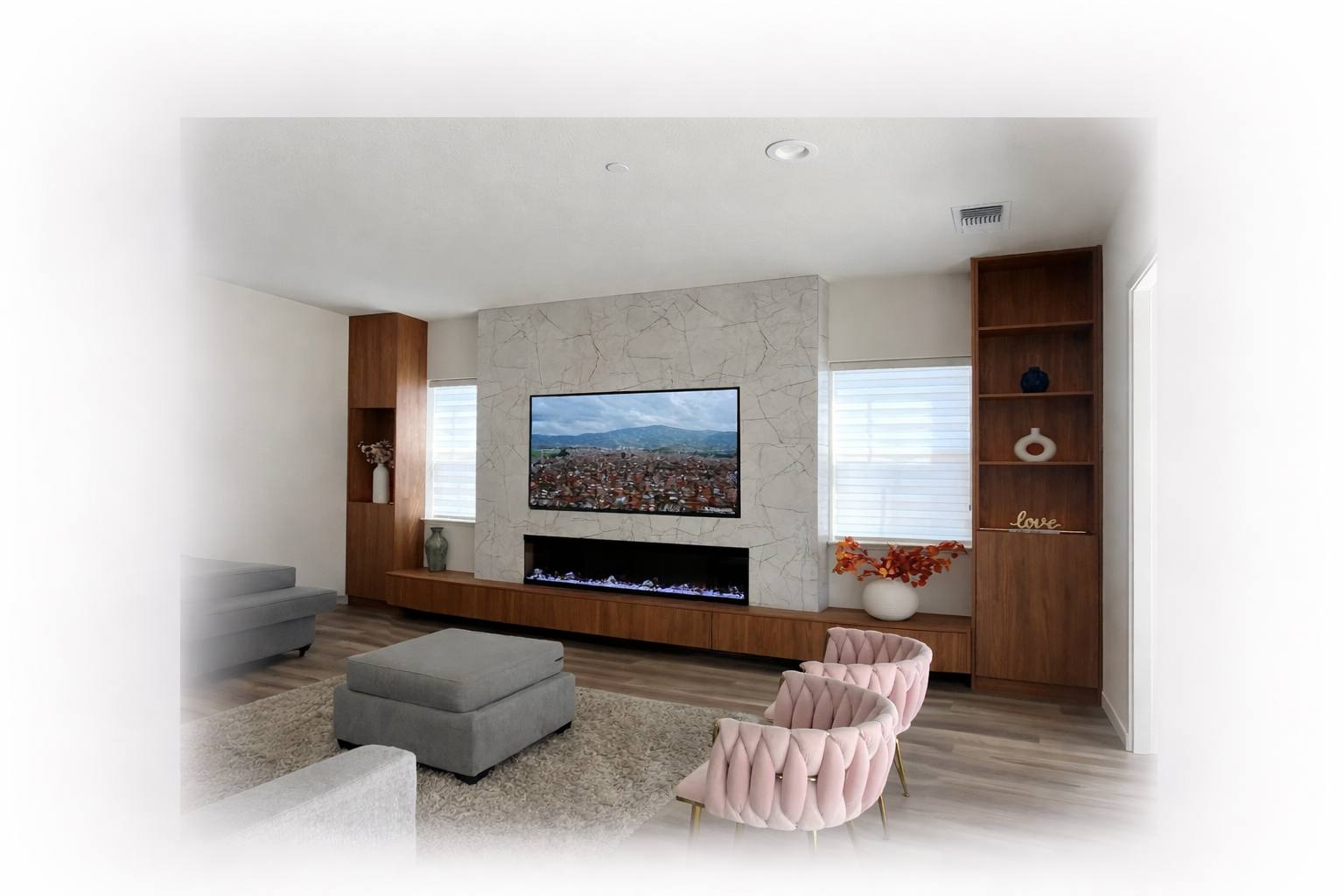 Media Wall with Custom Cabinets