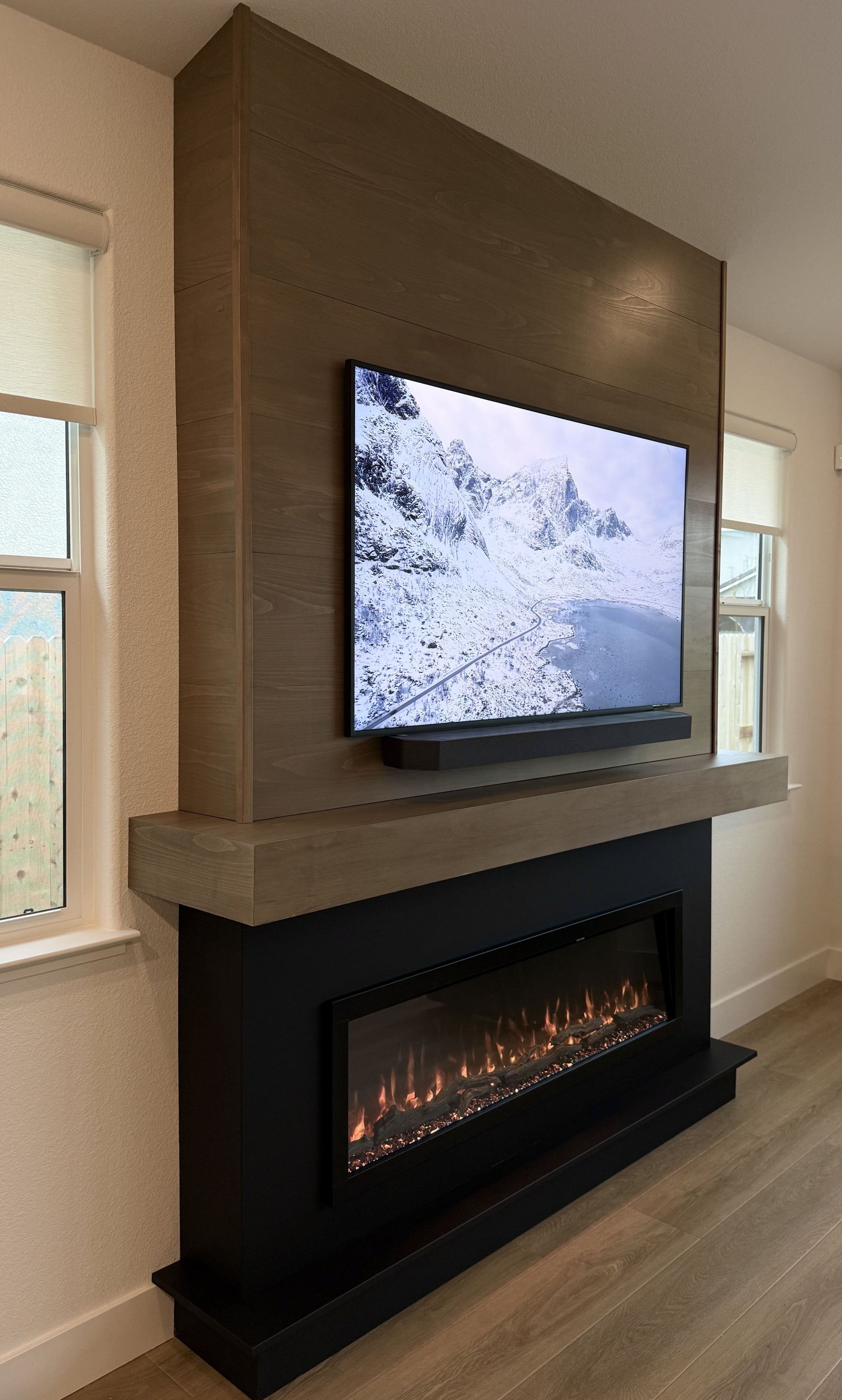 Modern luxury media wall with sleek built-in cabinetry