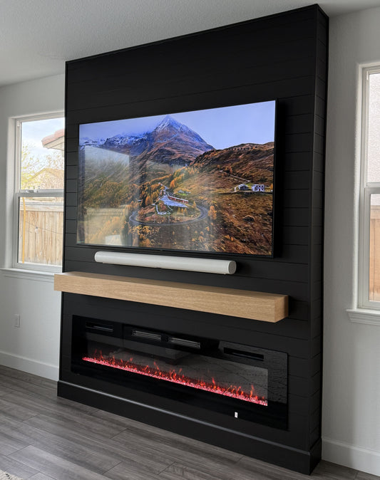 High-gloss white custom media wall