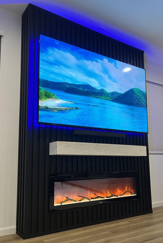 Modern entertainment wall with closed storage units