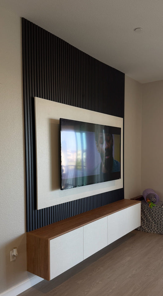 Custom-made cabinets with integrated TV unit