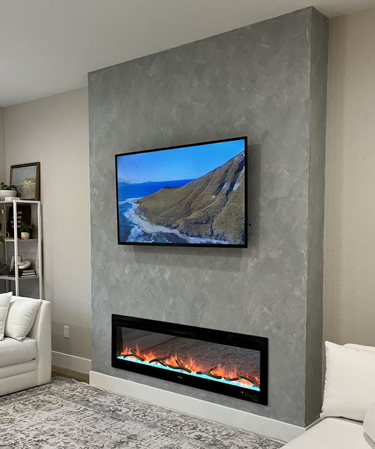 Custom TV wall with textured acoustic panels