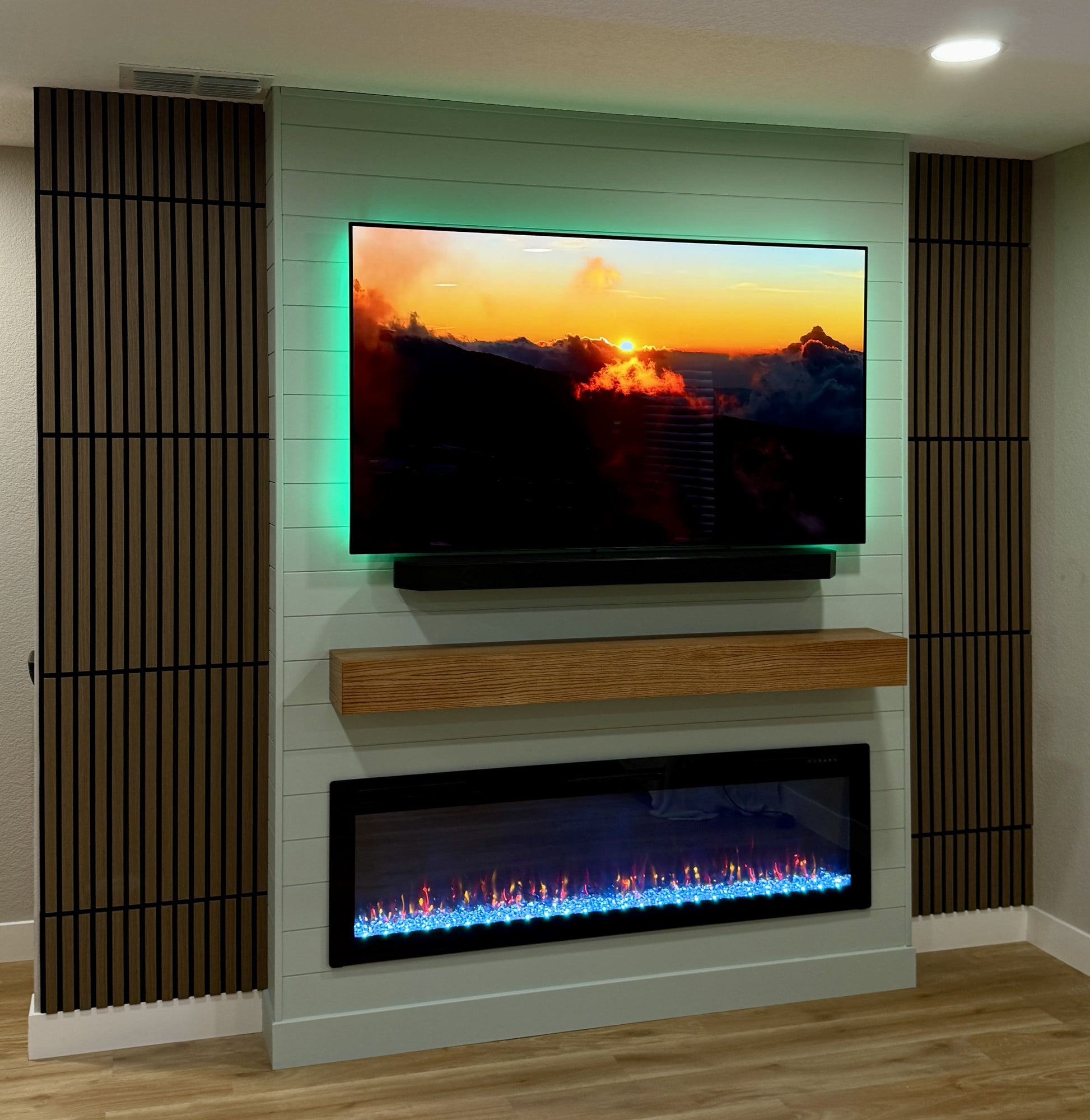 Marble-effect custom TV media wall