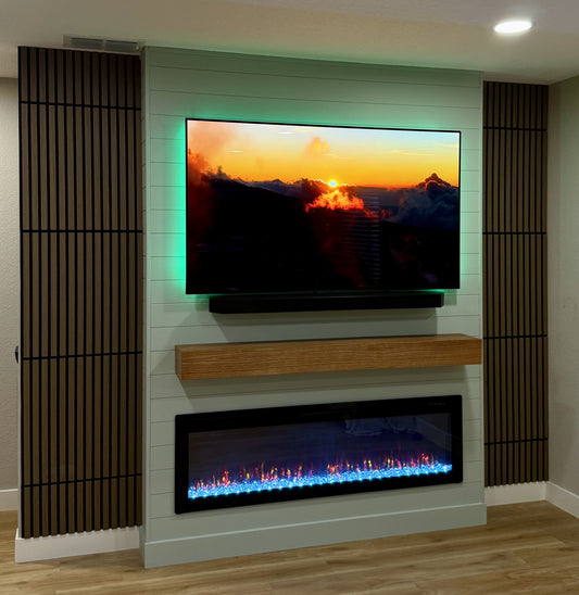 Marble-effect custom TV media wall