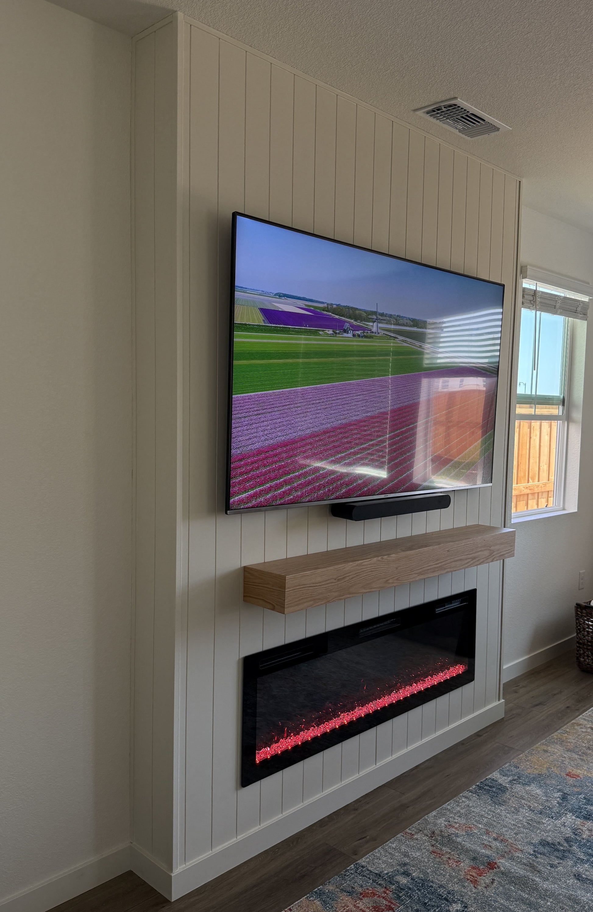 Matte black designer TV wall