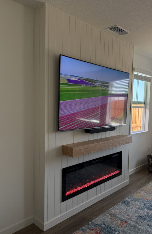 Matte black designer TV wall