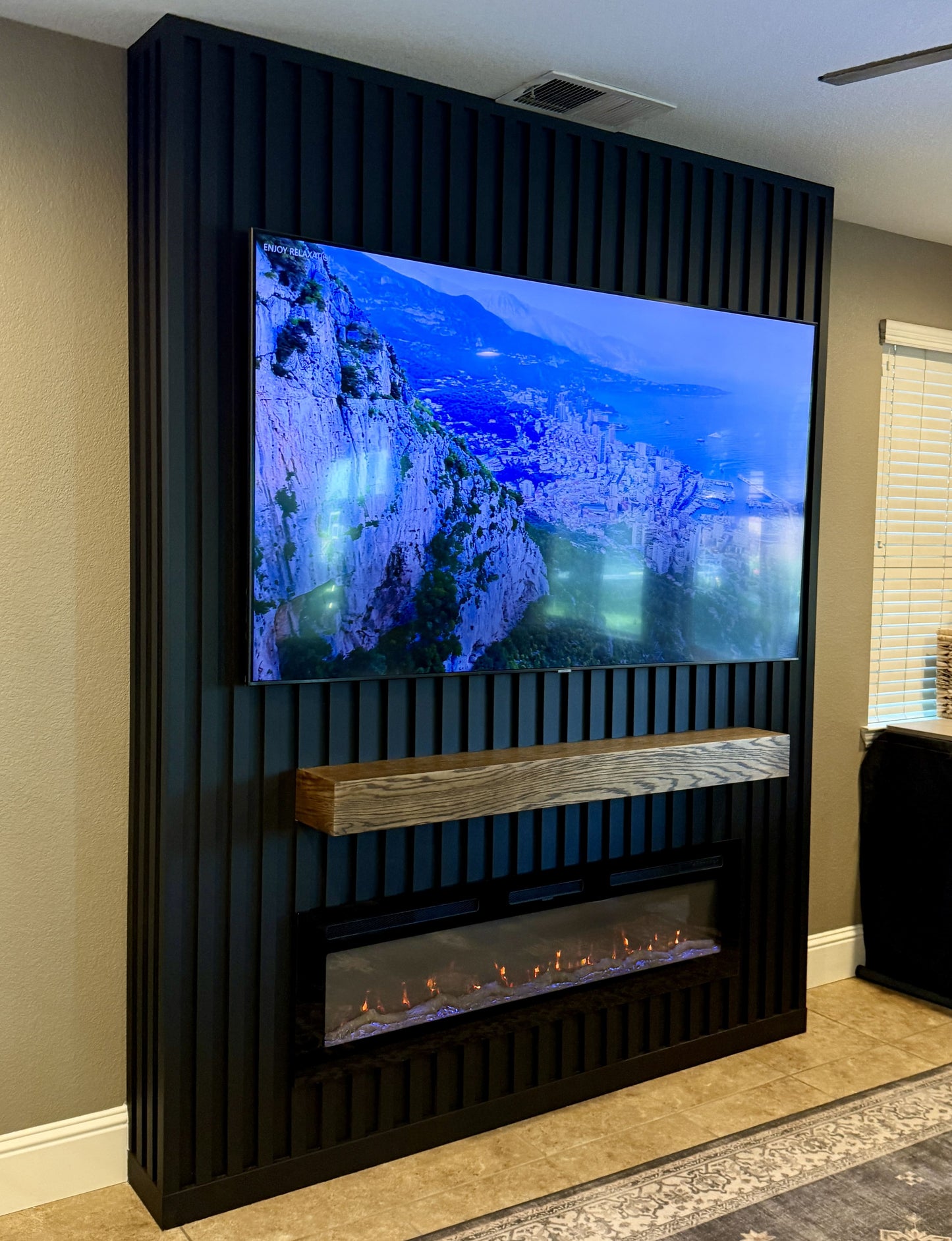 Modern gloss-finish entertainment wall