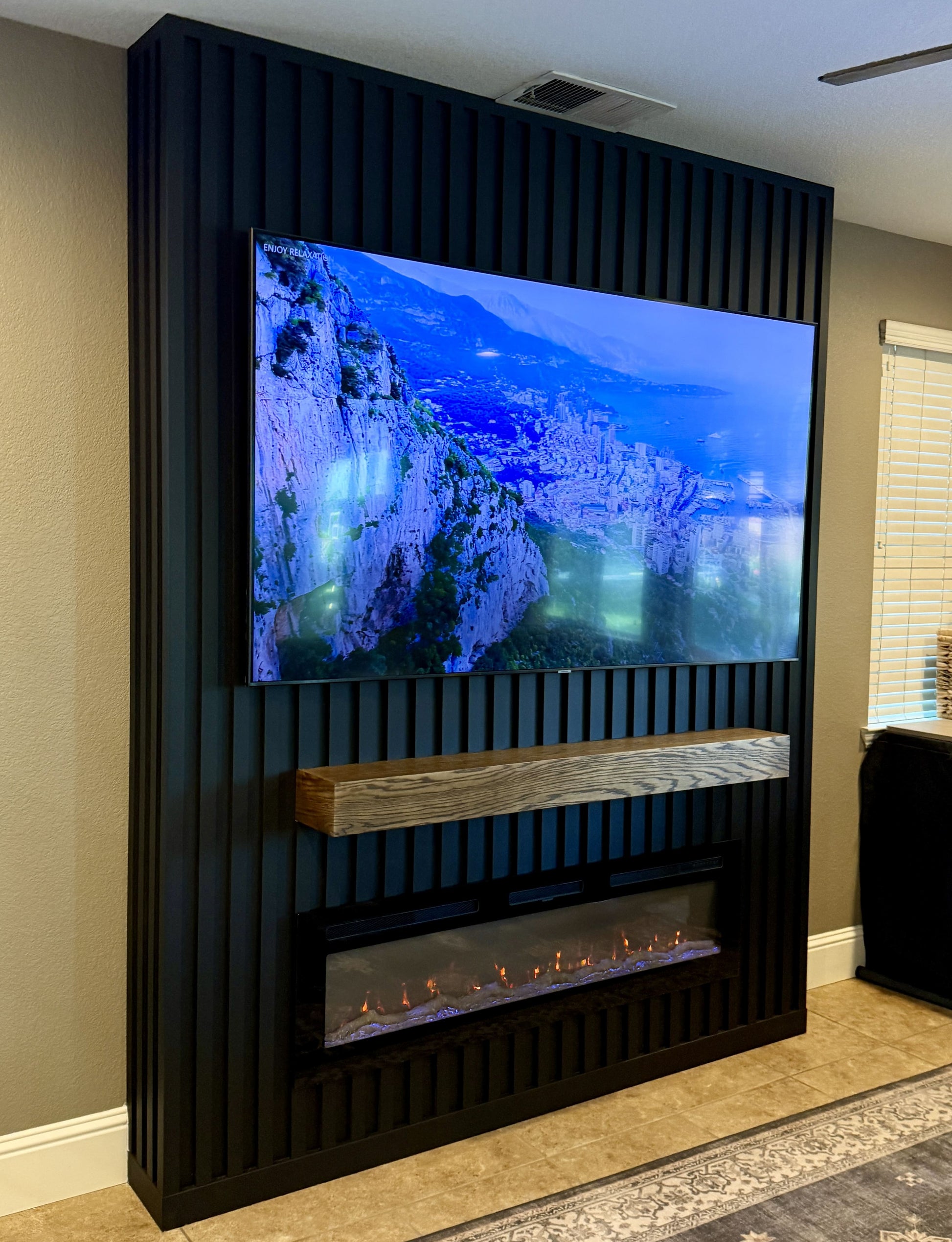 Modern gloss-finish entertainment wall