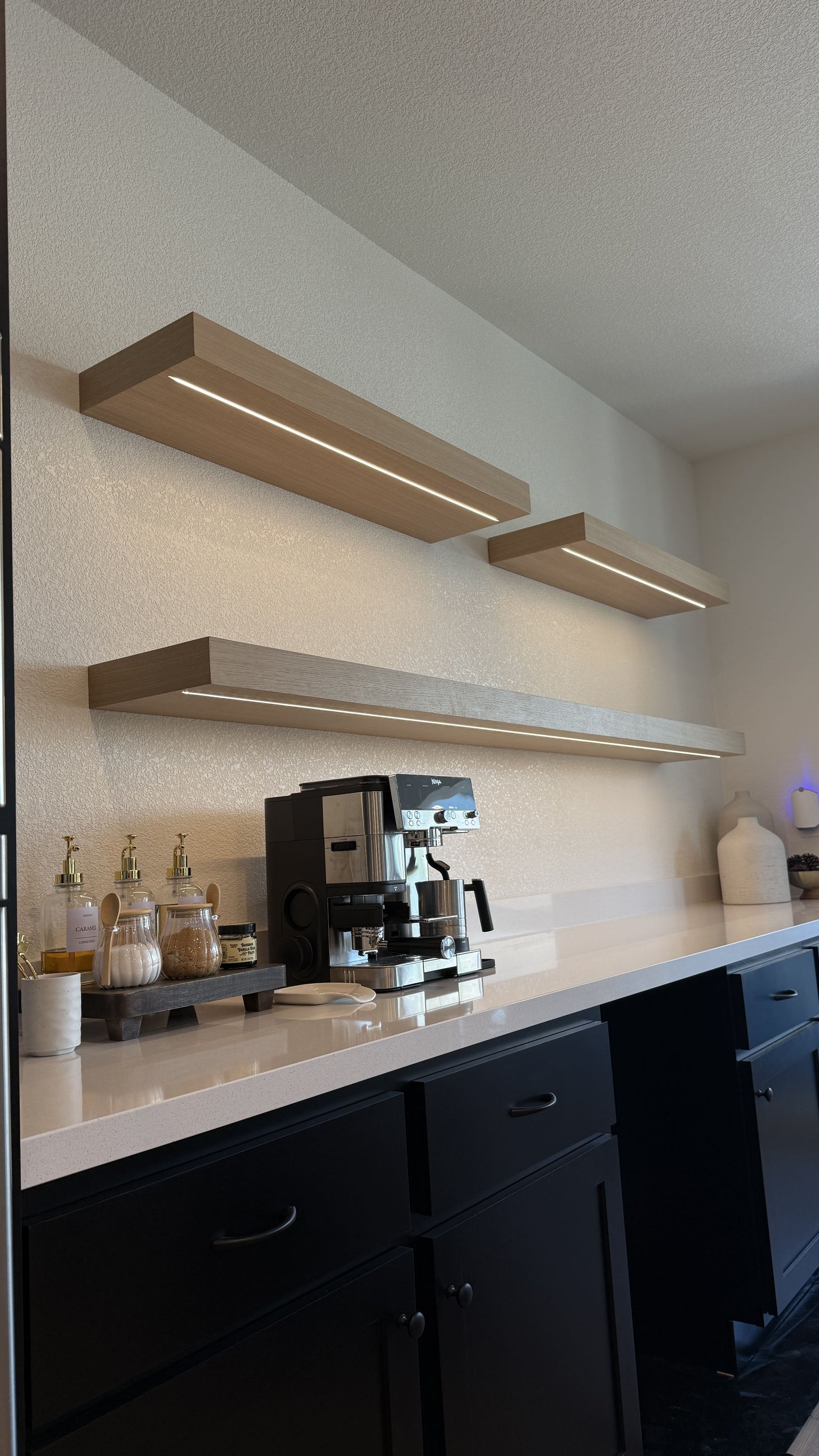 Built-in media wall and cabinetry in modern living room