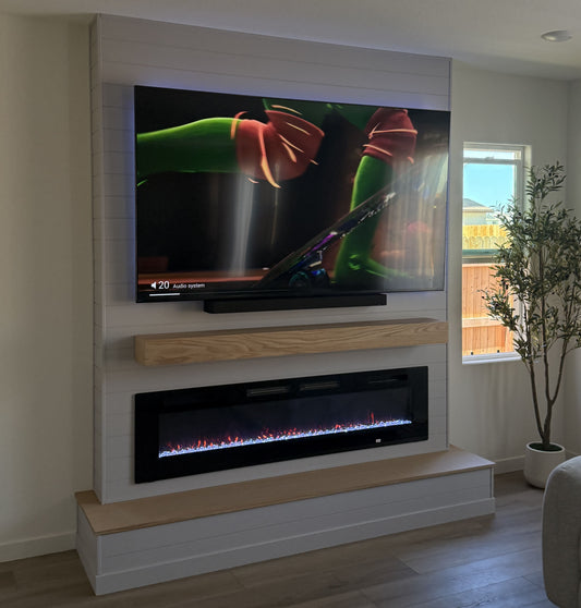 Custom media wall with soft ambient LED glow