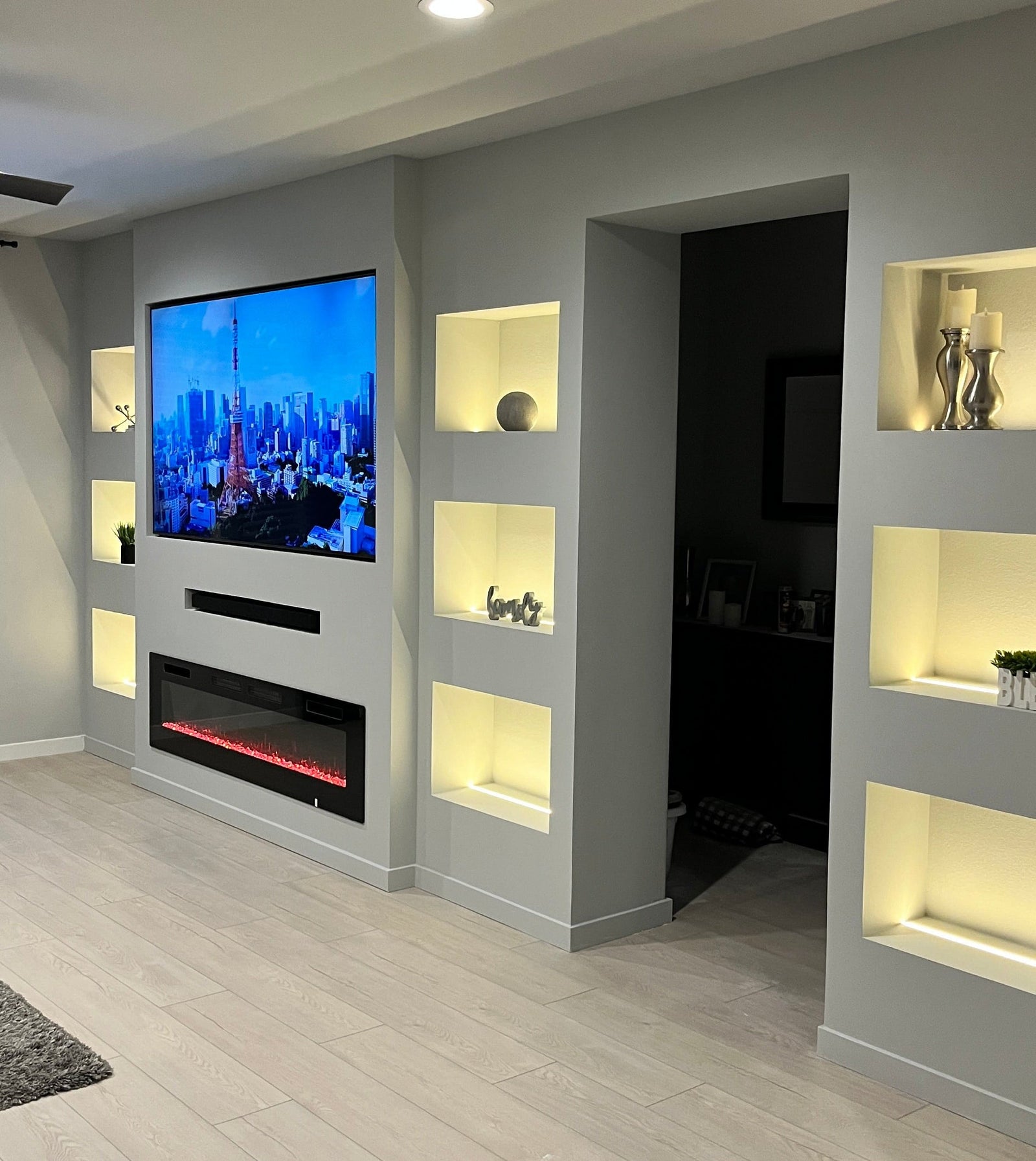 Media Wall with Custom Cabinets