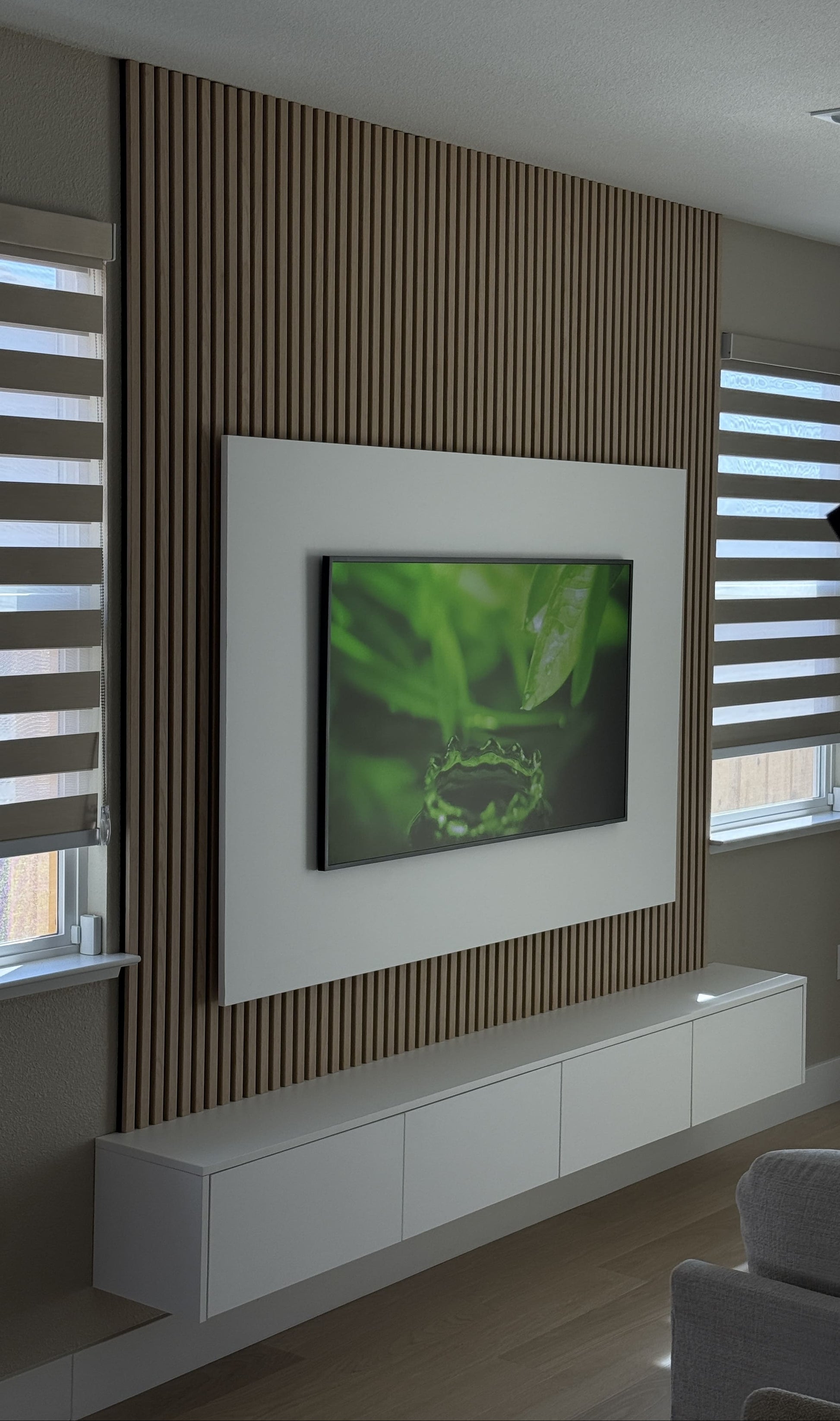 Custom-made cabinets with integrated TV unit