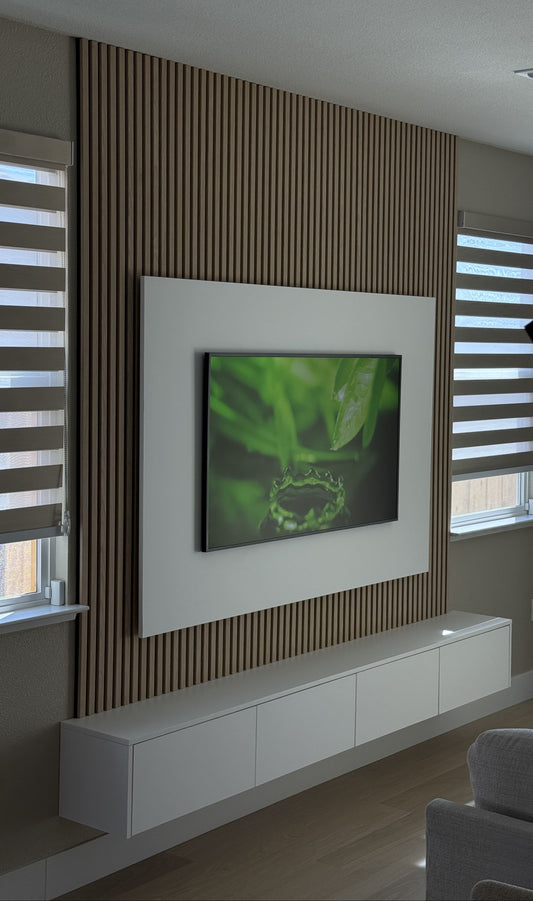 Custom-made cabinets with integrated TV unit