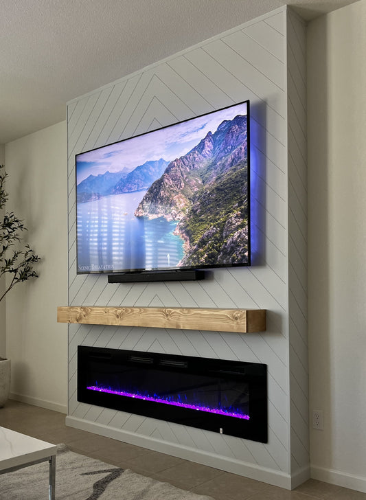 Bespoke media wall with decorative wall cladding