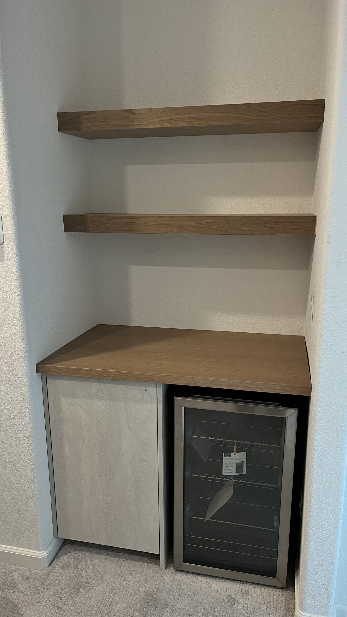 Modern fireplace media wall with storage cabinets