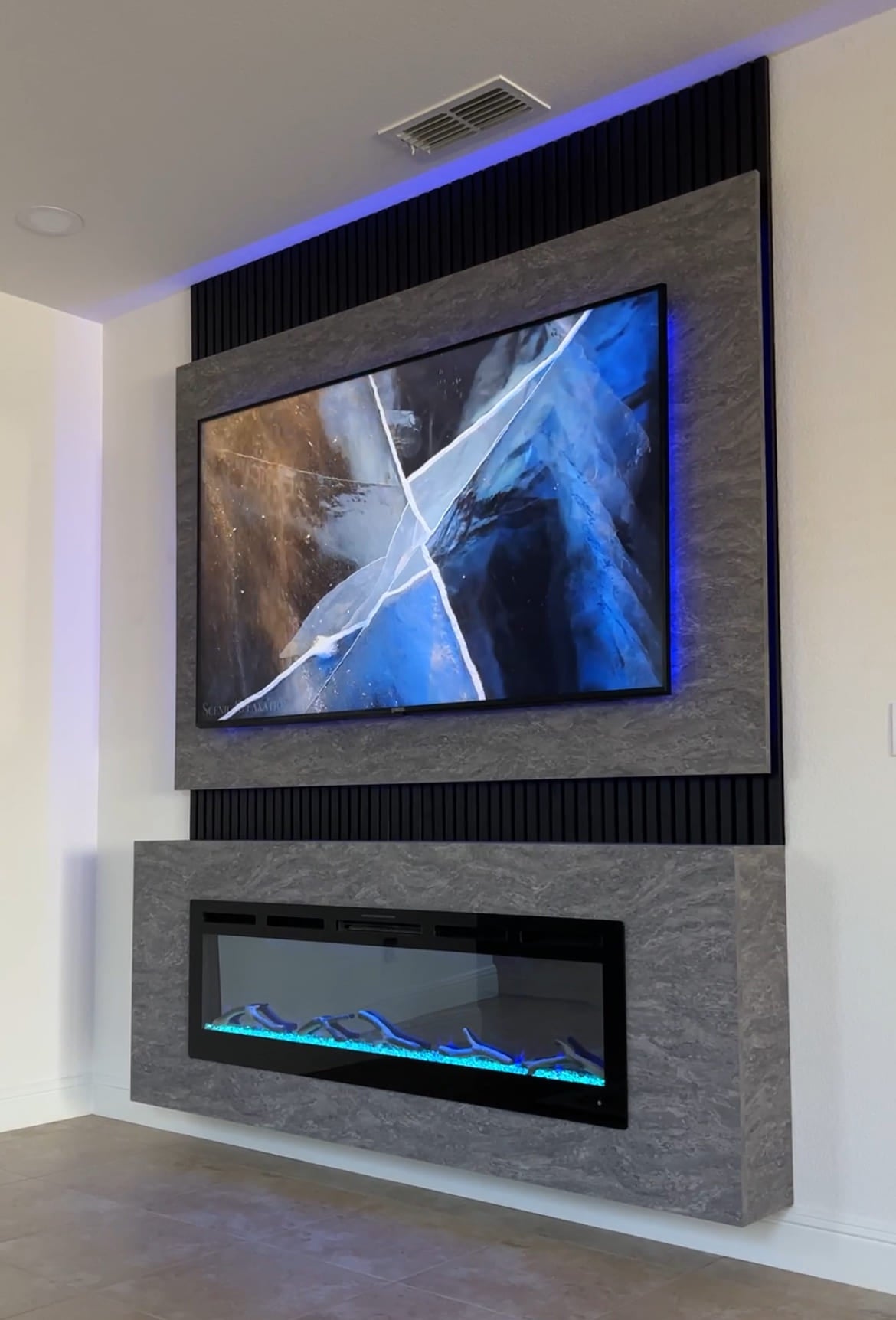 TV feature wall with contemporary cabinetry