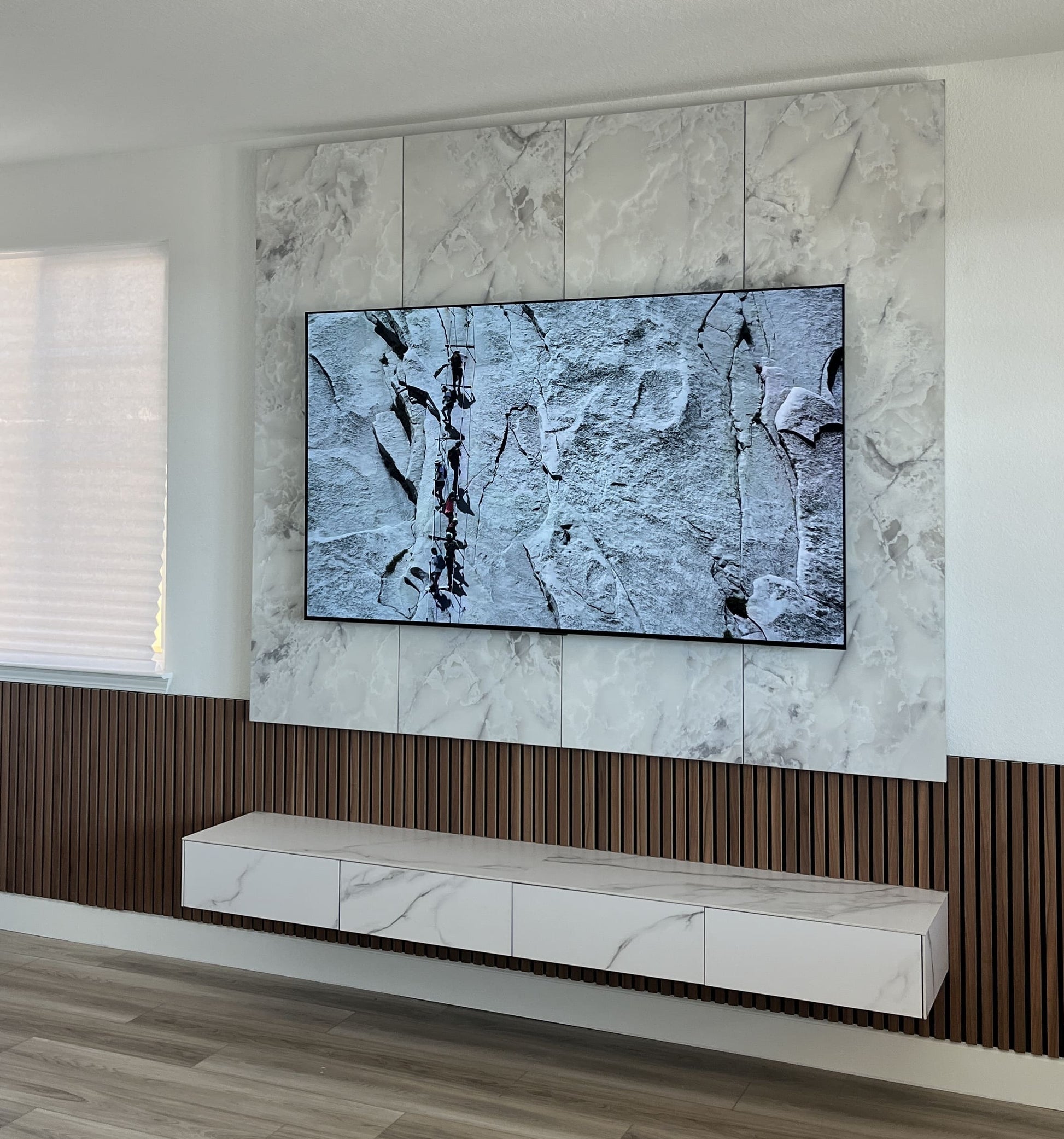 Bespoke cabinetry designed for TV zone