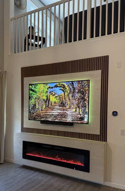 Designer TV wall with concealed wiring