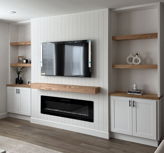 Built-in cabinets surrounding media wall