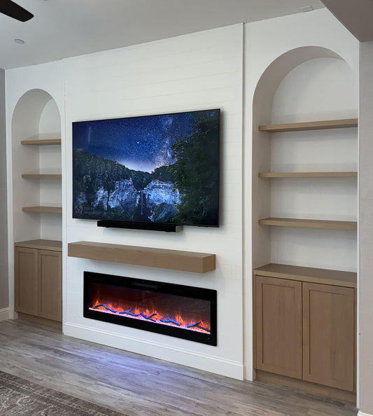 Designer media wall with seamless cabinetry finish