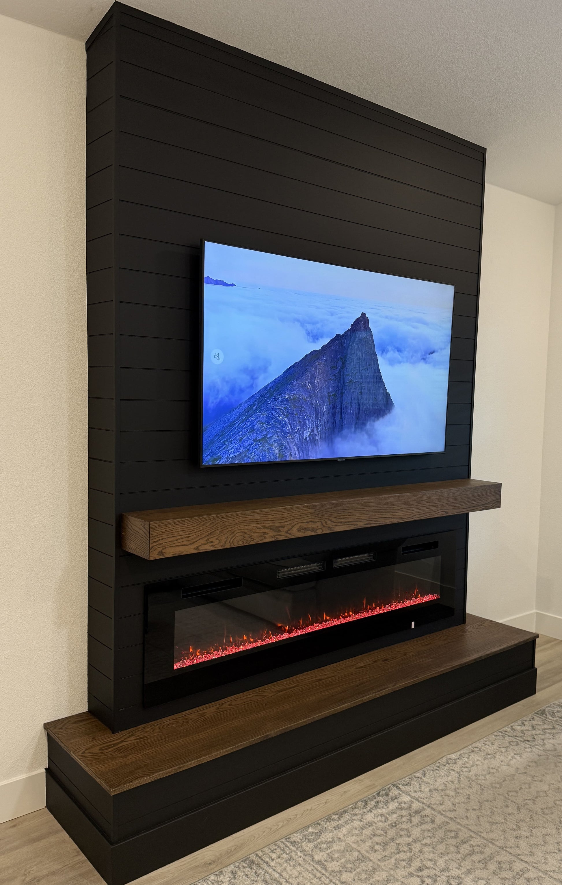 Custom media wall with ambient LED backlighting