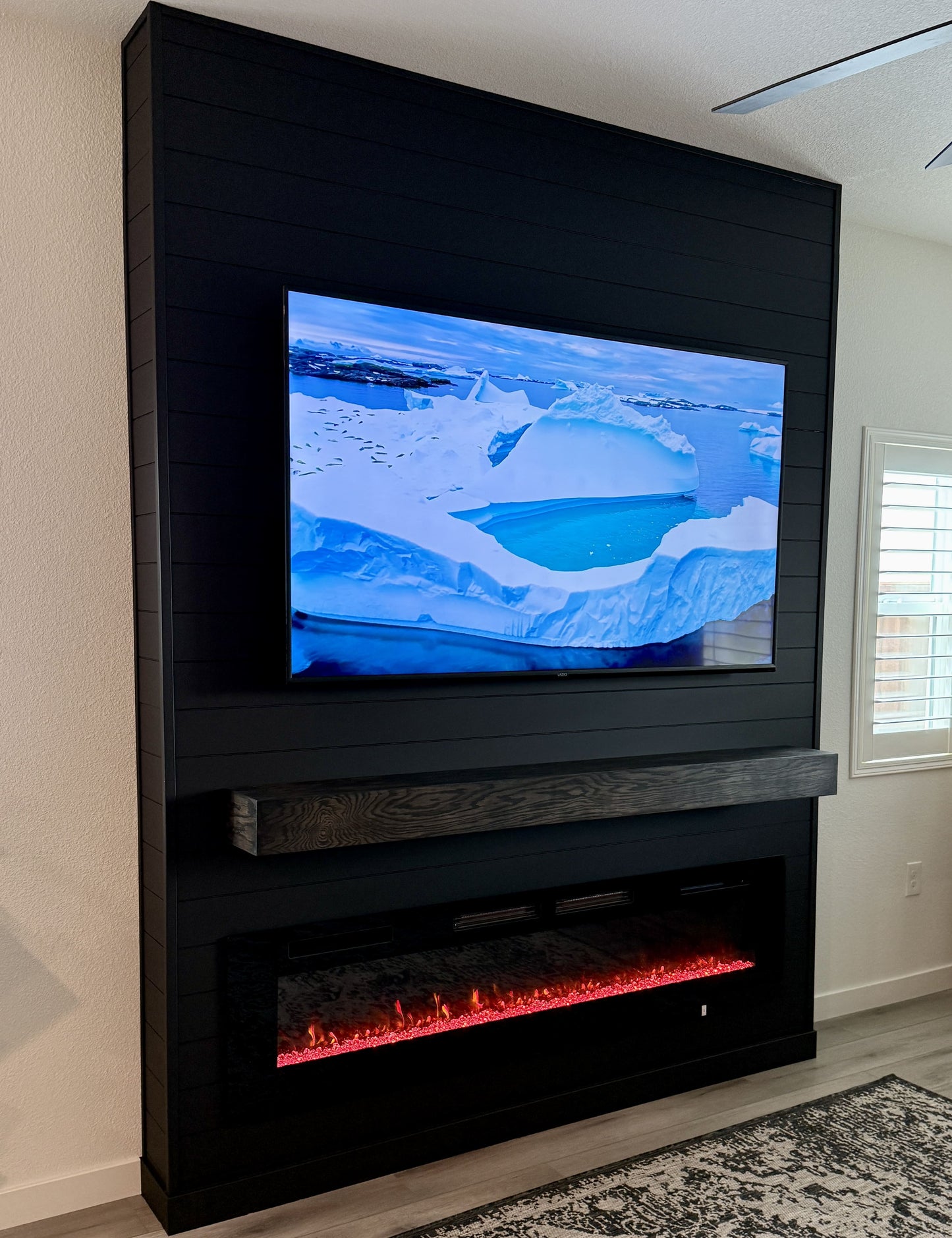 Bespoke TV media wall with seamless storage units